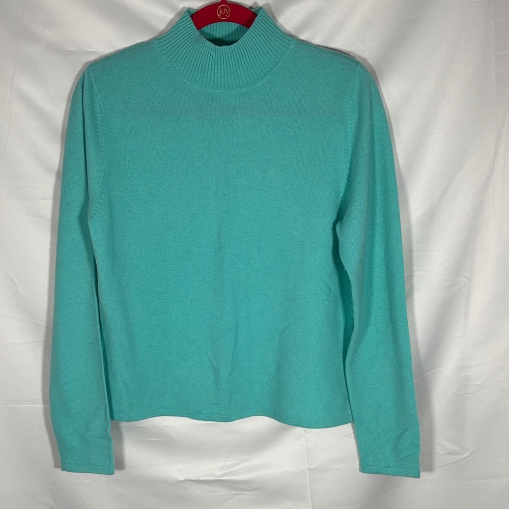 CHADWICK’S BLOUSE CASHMERE 100% 
Turquoise Turtleneck Sweater SZ L